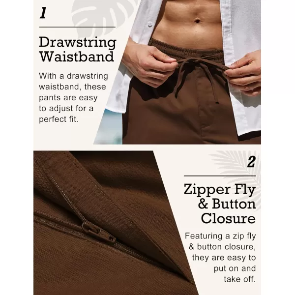 COOFANDY Men's Casual Linen Pants Elastic Waist Drawstring Beach Summer Pants Lightweight Linen Trousers