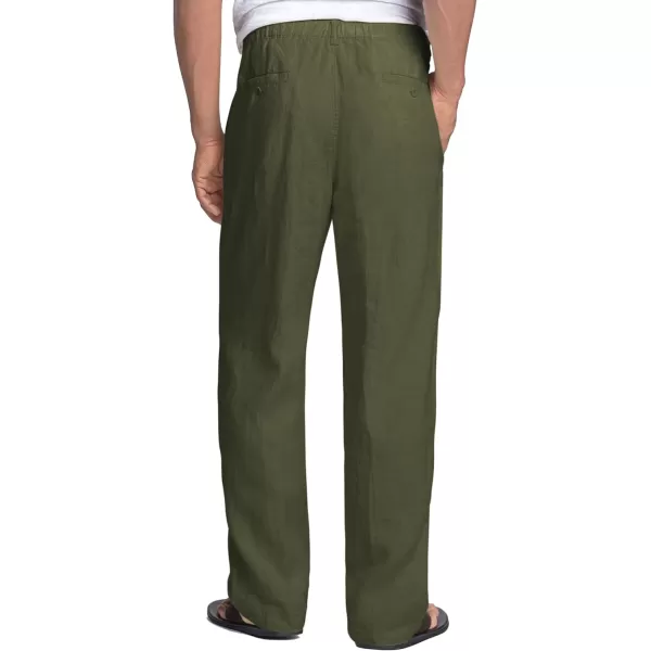 COOFANDY Men's Casual Linen Pants Elastic Waist Drawstring Beach Summer Pants Lightweight Linen Trousers