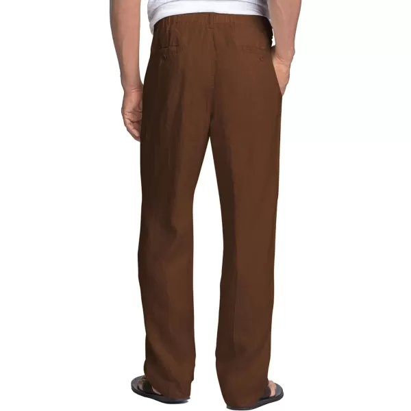 COOFANDY Men's Casual Linen Pants Elastic Waist Drawstring Beach Summer Pants Lightweight Linen Trousers