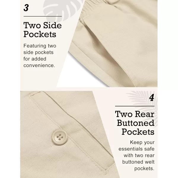 COOFANDY Men's Casual Linen Pants Elastic Waist Drawstring Beach Summer Pants Lightweight Linen Trousers