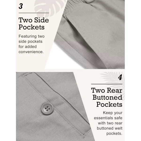 COOFANDY Men's Casual Linen Pants Elastic Waist Drawstring Beach Summer Pants Lightweight Linen Trousers