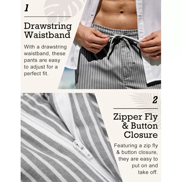 COOFANDY Men's Casual Linen Pants Elastic Waist Drawstring Beach Summer Pants Lightweight Linen Trousers