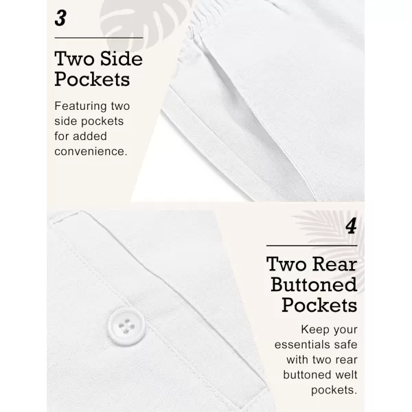 COOFANDY Men's Casual Linen Pants Elastic Waist Drawstring Beach Summer Pants Lightweight Linen Trousers