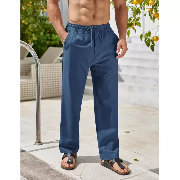 COOFANDY Men's Casual Linen Pants Elastic Waist Drawstring Beach Summer Pants Lightweight Linen Trousers
