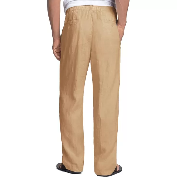 COOFANDY Men's Casual Linen Pants Elastic Waist Drawstring Beach Summer Pants Lightweight Linen Trousers