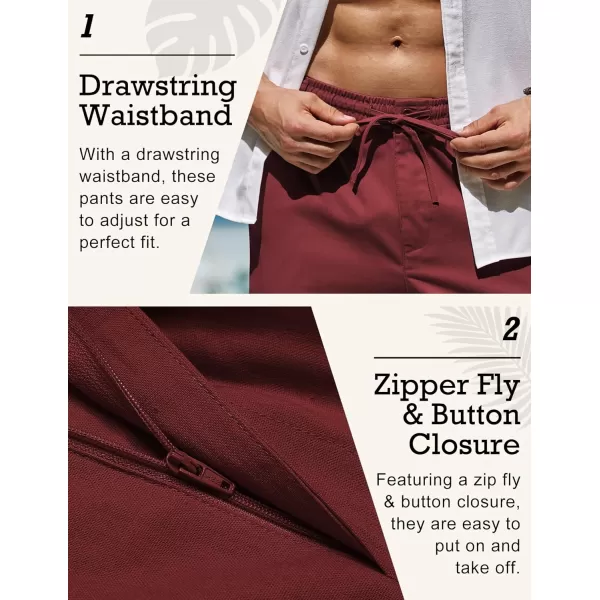 COOFANDY Men's Casual Linen Pants Elastic Waist Drawstring Beach Summer Pants Lightweight Linen Trousers