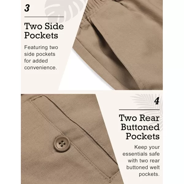 COOFANDY Men's Casual Linen Pants Elastic Waist Drawstring Beach Summer Pants Lightweight Linen Trousers