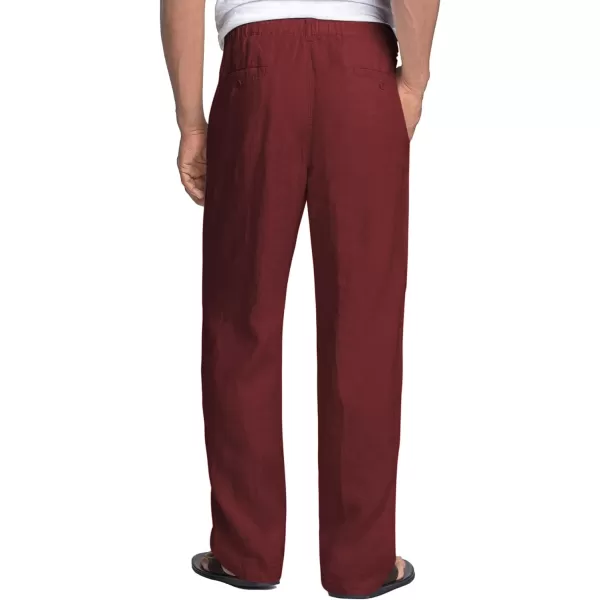 COOFANDY Men's Casual Linen Pants Elastic Waist Drawstring Beach Summer Pants Lightweight Linen Trousers