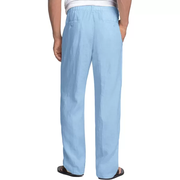 COOFANDY Men's Casual Linen Pants Elastic Waist Drawstring Beach Summer Pants Lightweight Linen Trousers
