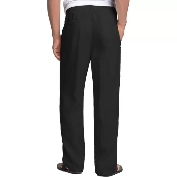 COOFANDY Men's Casual Linen Pants Elastic Waist Drawstring Beach Summer Pants Lightweight Linen Trousers