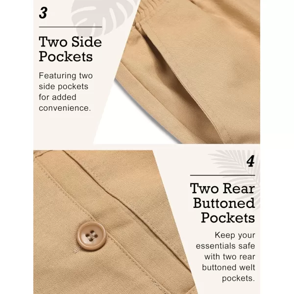 COOFANDY Men's Casual Linen Pants Elastic Waist Drawstring Beach Summer Pants Lightweight Linen Trousers