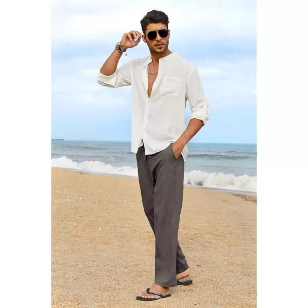 COOFANDY Men's Casual Linen Pants Elastic Waist Drawstring Yoga Beach Pants Lightweight Loose Fit Trousers with Pockets