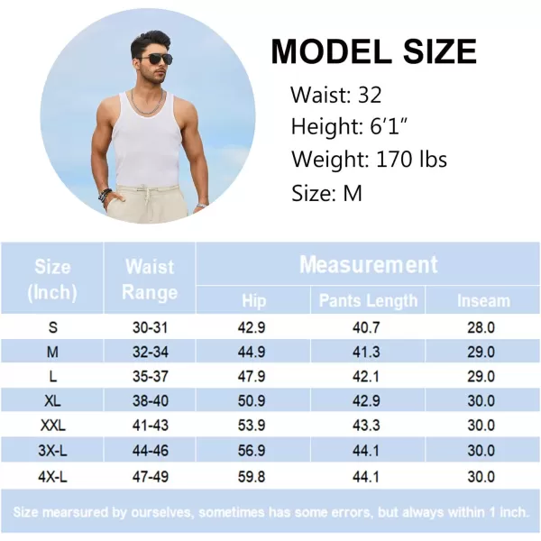 COOFANDY Men's Casual Linen Pants Elastic Waist Drawstring Yoga Beach Pants Lightweight Loose Fit Trousers with Pockets)