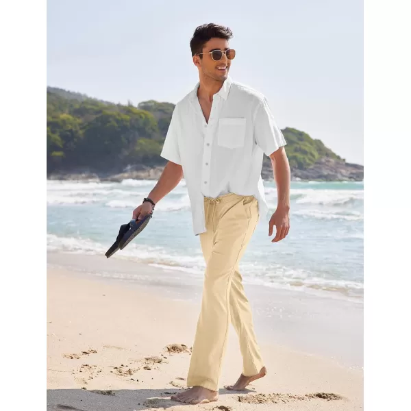 COOFANDY Men's Casual Linen Pants Elastic Waist Drawstring Yoga Beach Pants Lightweight Loose Fit Trousers with Pockets