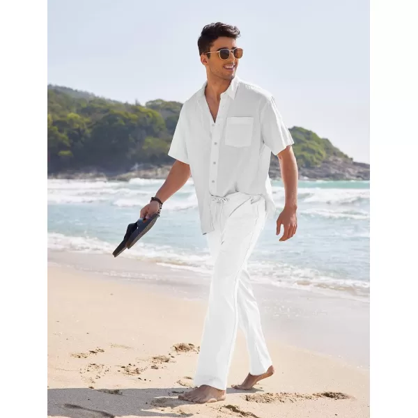 COOFANDY Men's Casual Linen Pants Elastic Waist Drawstring Yoga Beach Pants Lightweight Loose Fit Trousers with Pockets