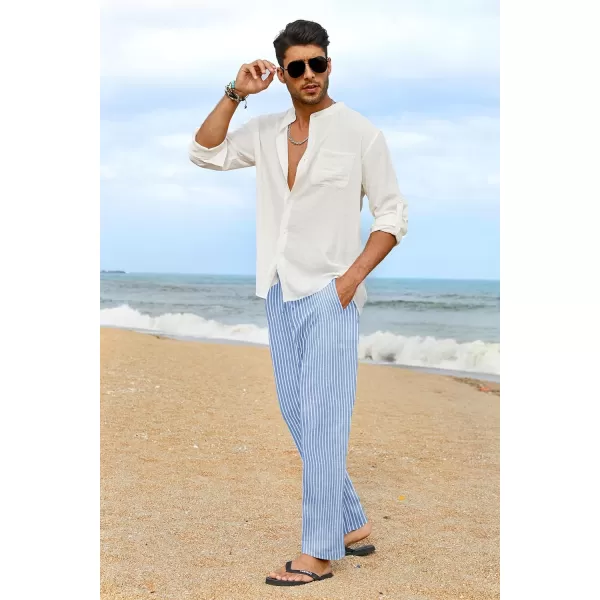 COOFANDY Men's Casual Linen Pants Elastic Waist Drawstring Yoga Beach Pants Lightweight Loose Fit Trousers with Pockets)
