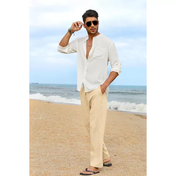 COOFANDY Men's Casual Linen Pants Elastic Waist Drawstring Yoga Beach Pants Lightweight Loose Fit Trousers with Pockets
