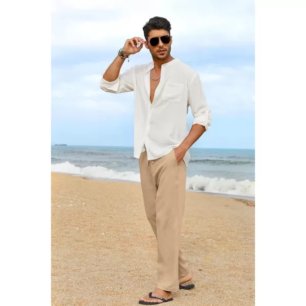 COOFANDY Men's Casual Linen Pants Elastic Waist Drawstring Yoga Beach Pants Lightweight Loose Fit Trousers with Pockets
