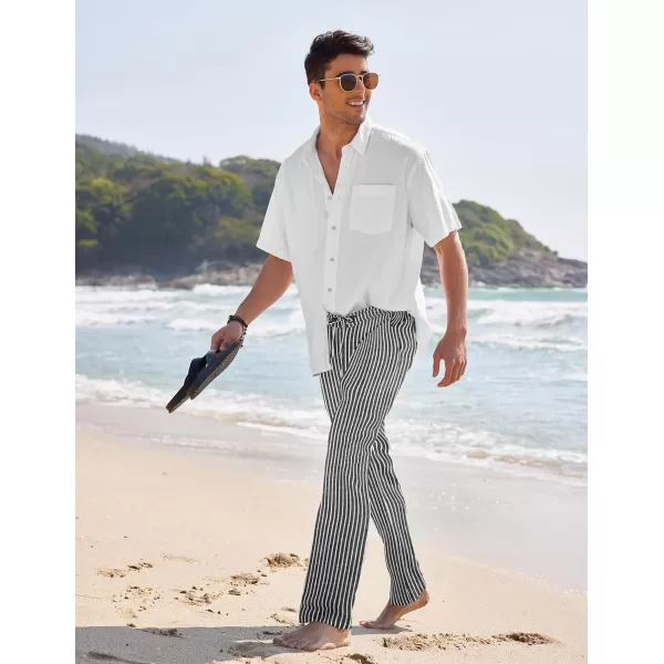 COOFANDY Men's Casual Linen Pants Elastic Waist Drawstring Yoga Beach Pants Lightweight Loose Fit Trousers with Pockets)