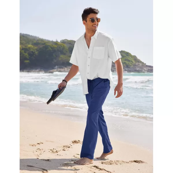 COOFANDY Men's Casual Linen Pants Elastic Waist Drawstring Yoga Beach Pants Lightweight Loose Fit Trousers with Pockets