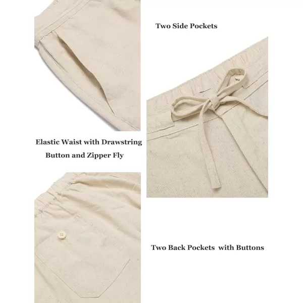 COOFANDY Men's Casual Linen Pants Elastic Waist Drawstring Yoga Beach Pants Lightweight Loose Fit Trousers with Pockets