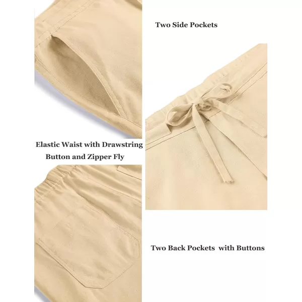 COOFANDY Men's Casual Linen Pants Elastic Waist Drawstring Yoga Beach Pants Lightweight Loose Fit Trousers with Pockets