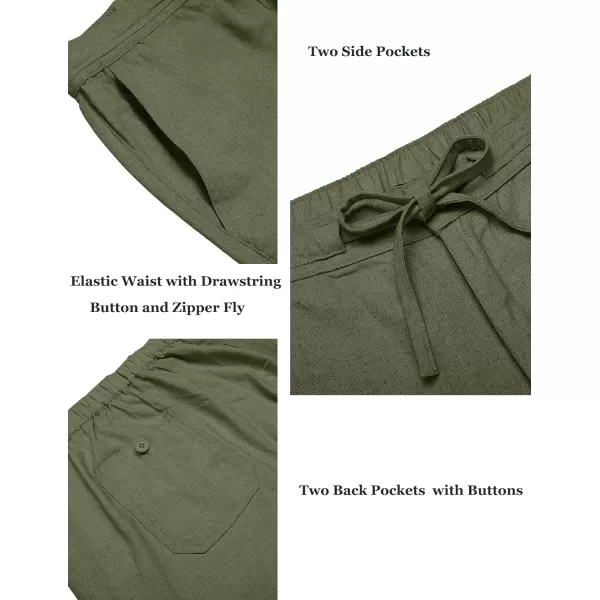 COOFANDY Men's Casual Linen Pants Elastic Waist Drawstring Yoga Beach Pants Lightweight Loose Fit Trousers with Pockets