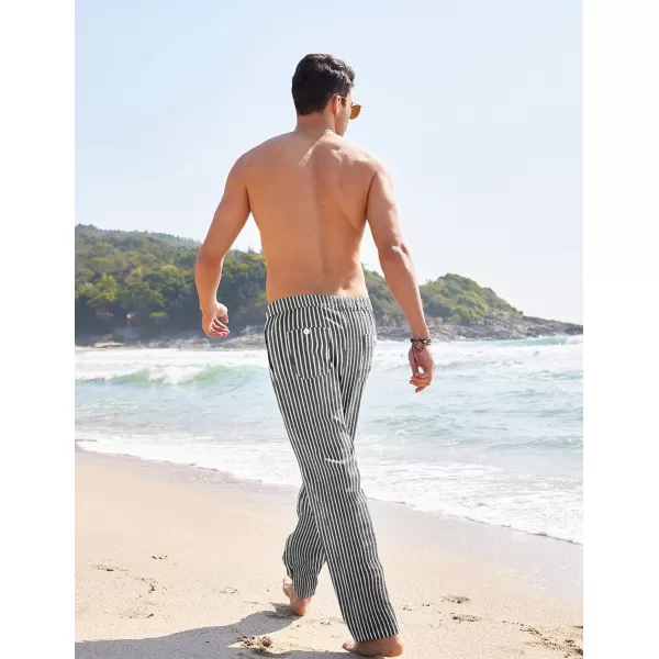 COOFANDY Men's Casual Linen Pants Elastic Waist Drawstring Yoga Beach Pants Lightweight Loose Fit Trousers with Pockets)