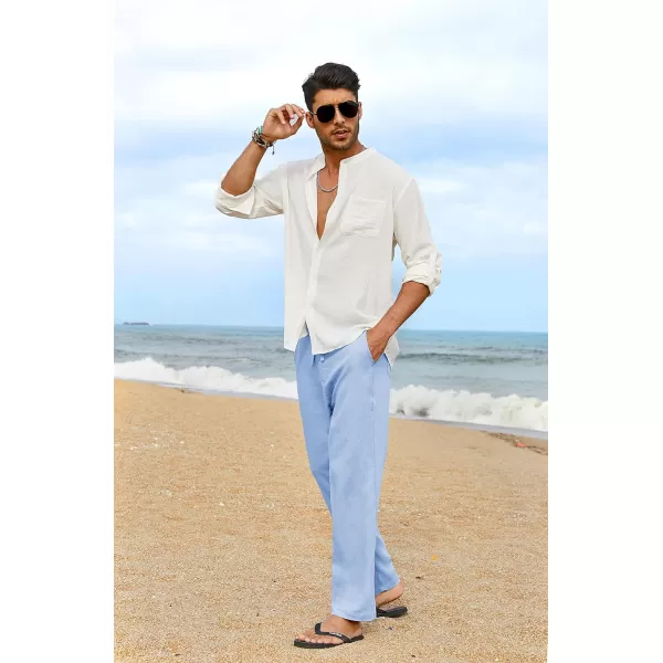 COOFANDY Men's Casual Linen Pants Elastic Waist Drawstring Yoga Beach Pants Lightweight Loose Fit Trousers with Pockets