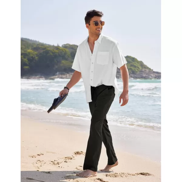 COOFANDY Men's Casual Linen Pants Elastic Waist Drawstring Yoga Beach Pants Lightweight Loose Fit Trousers with Pockets