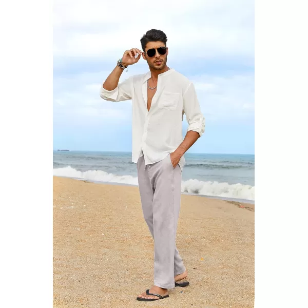 COOFANDY Men's Casual Linen Pants Elastic Waist Drawstring Yoga Beach Pants Lightweight Loose Fit Trousers with Pockets