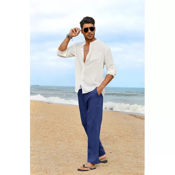 COOFANDY Men's Casual Linen Pants Elastic Waist Drawstring Yoga Beach Pants Lightweight Loose Fit Trousers with Pockets