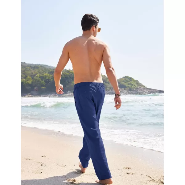 COOFANDY Men's Casual Linen Pants Elastic Waist Drawstring Yoga Beach Pants Lightweight Loose Fit Trousers with Pockets