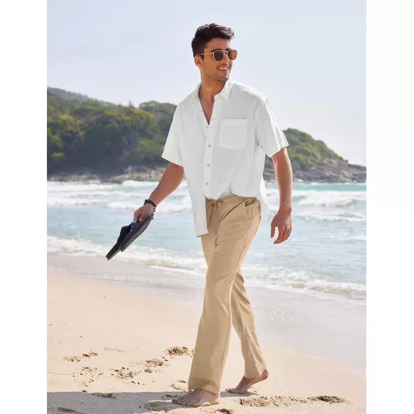 COOFANDY Men's Casual Linen Pants Elastic Waist Drawstring Yoga Beach Pants Lightweight Loose Fit Trousers with Pockets