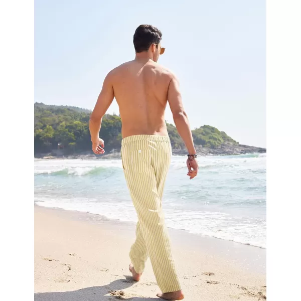 COOFANDY Men's Casual Linen Pants Elastic Waist Drawstring Yoga Beach Pants Lightweight Loose Fit Trousers with Pockets)