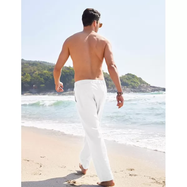 COOFANDY Men's Casual Linen Pants Elastic Waist Drawstring Yoga Beach Pants Lightweight Loose Fit Trousers with Pockets