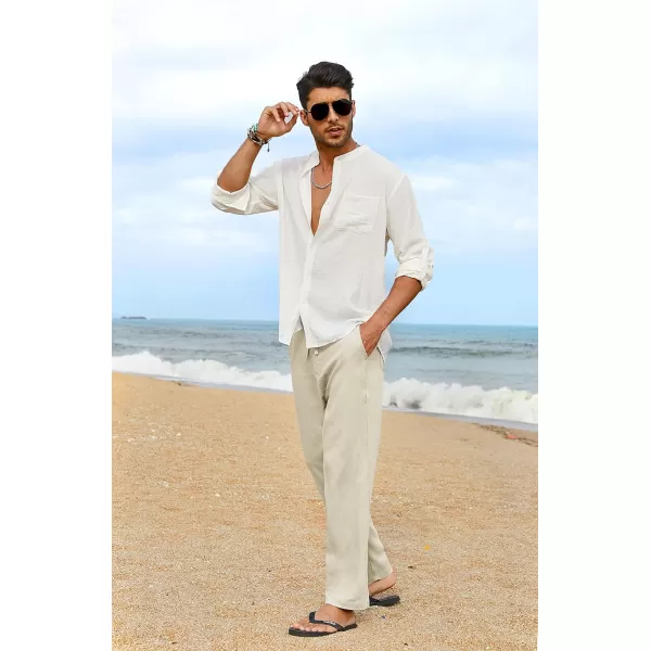 COOFANDY Men's Casual Linen Pants Elastic Waist Drawstring Yoga Beach Pants Lightweight Loose Fit Trousers with Pockets