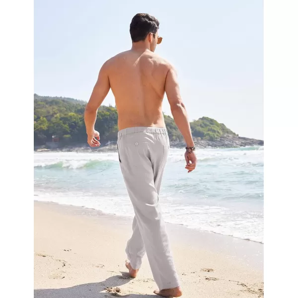 COOFANDY Men's Casual Linen Pants Elastic Waist Drawstring Yoga Beach Pants Lightweight Loose Fit Trousers with Pockets