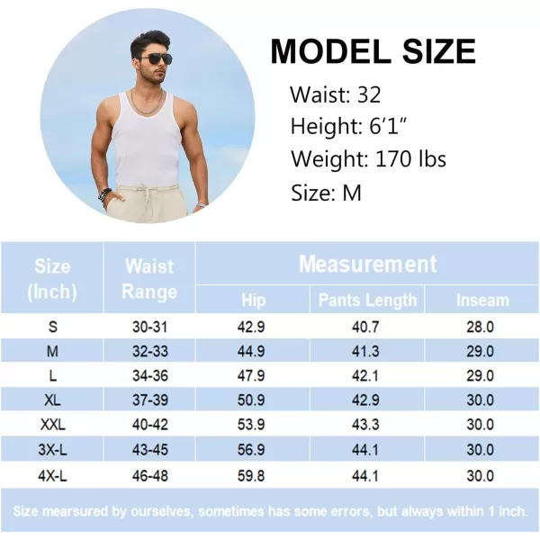COOFANDY Men's Casual Linen Pants Elastic Waist Drawstring Yoga Beach Pants Lightweight Loose Fit Trousers with Pockets