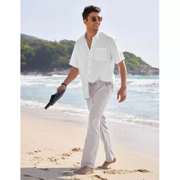 COOFANDY Men's Casual Linen Pants Elastic Waist Drawstring Yoga Beach Pants Lightweight Loose Fit Trousers with Pockets