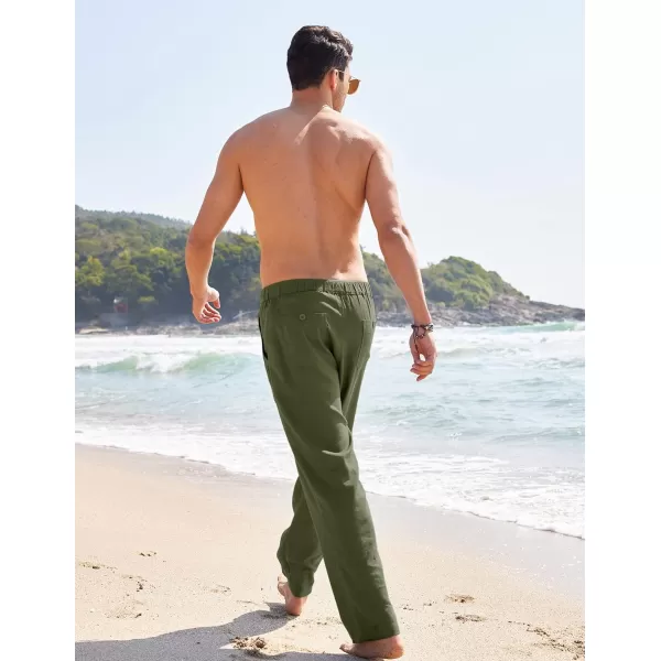 COOFANDY Men's Casual Linen Pants Elastic Waist Drawstring Yoga Beach Pants Lightweight Loose Fit Trousers with Pockets