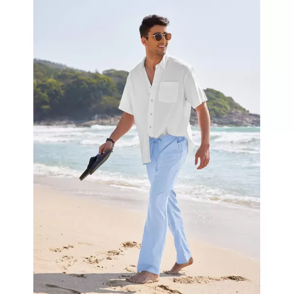 COOFANDY Men's Casual Linen Pants Elastic Waist Drawstring Yoga Beach Pants Lightweight Loose Fit Trousers with Pockets