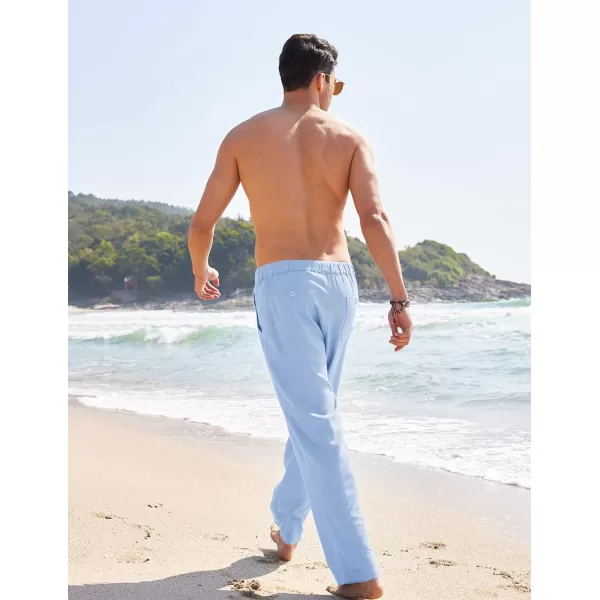 COOFANDY Men's Casual Linen Pants Elastic Waist Drawstring Yoga Beach Pants Lightweight Loose Fit Trousers with Pockets