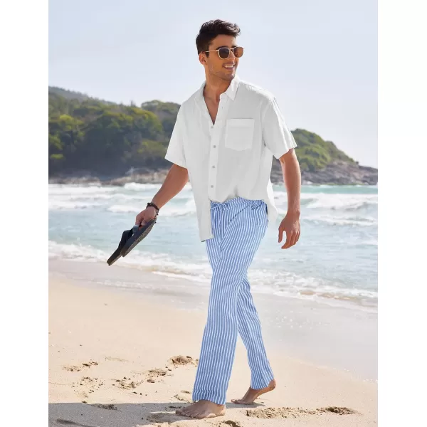 COOFANDY Men's Casual Linen Pants Elastic Waist Drawstring Yoga Beach Pants Lightweight Loose Fit Trousers with Pockets)
