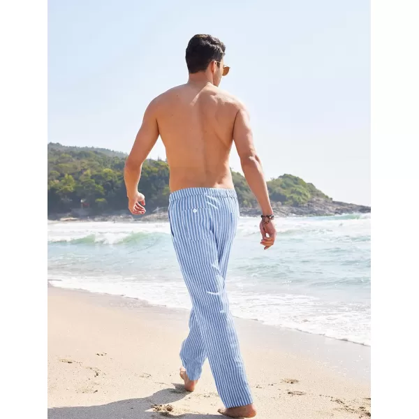 COOFANDY Men's Casual Linen Pants Elastic Waist Drawstring Yoga Beach Pants Lightweight Loose Fit Trousers with Pockets)