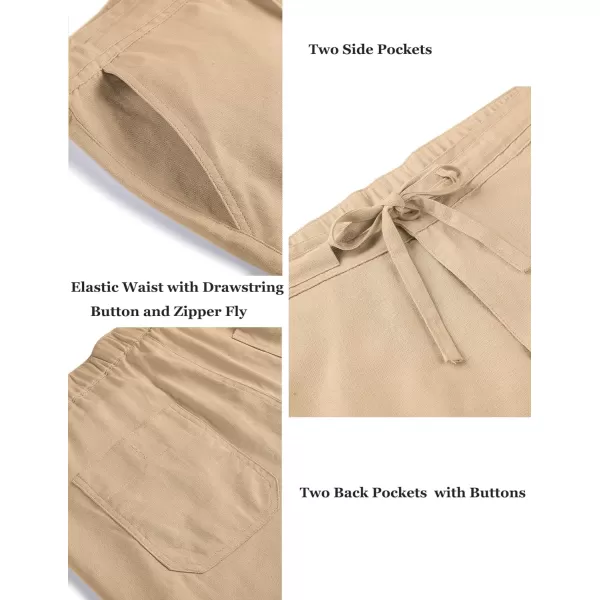 COOFANDY Men's Casual Linen Pants Elastic Waist Drawstring Yoga Beach Pants Lightweight Loose Fit Trousers with Pockets