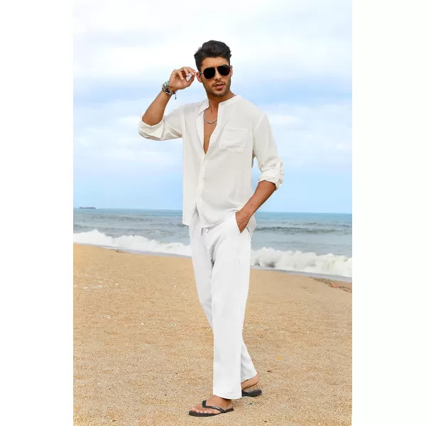 COOFANDY Men's Casual Linen Pants Elastic Waist Drawstring Yoga Beach Pants Lightweight Loose Fit Trousers with Pockets