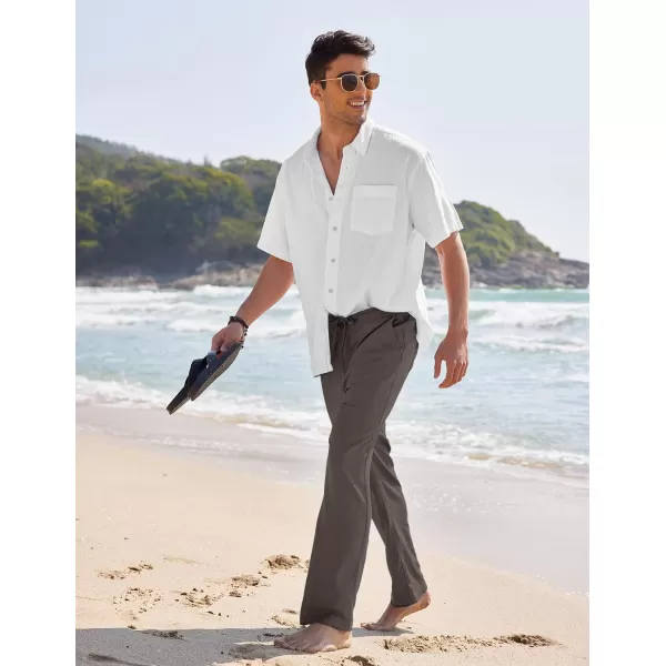 COOFANDY Men's Casual Linen Pants Elastic Waist Drawstring Yoga Beach Pants Lightweight Loose Fit Trousers with Pockets