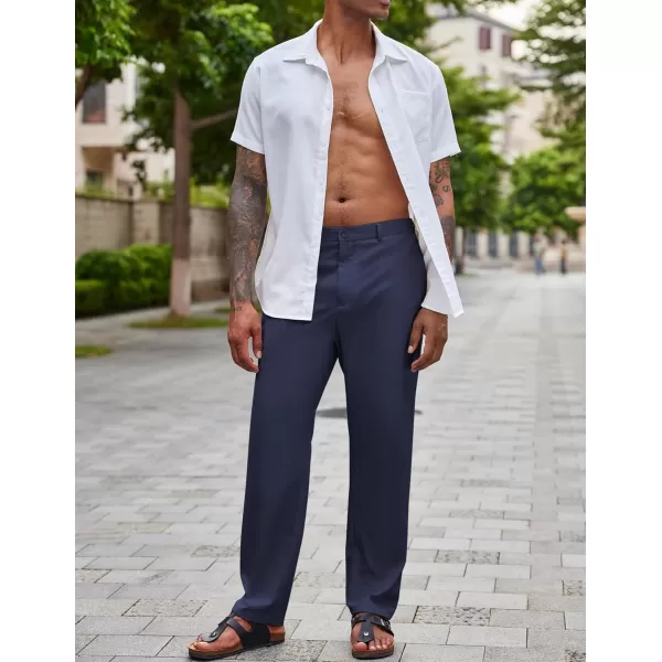 COOFANDY Men's Casual Linen Pants Lightweight Elastic Waist Summer Beach Pants