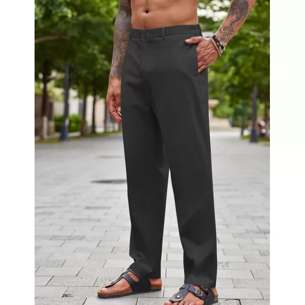 COOFANDY Men's Casual Linen Pants Lightweight Elastic Waist Summer Beach Pants